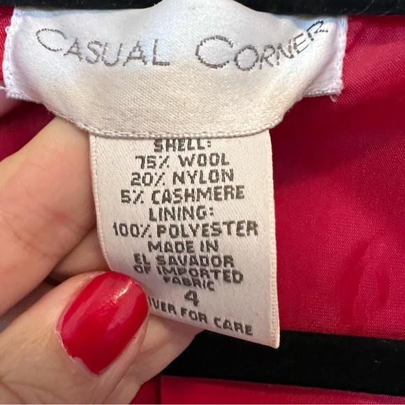 Vintage casual corner wool cashmere blend red cropped blazer jacket - Picture 6 of 13